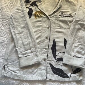 Anthropologie White and Black Pajama Top